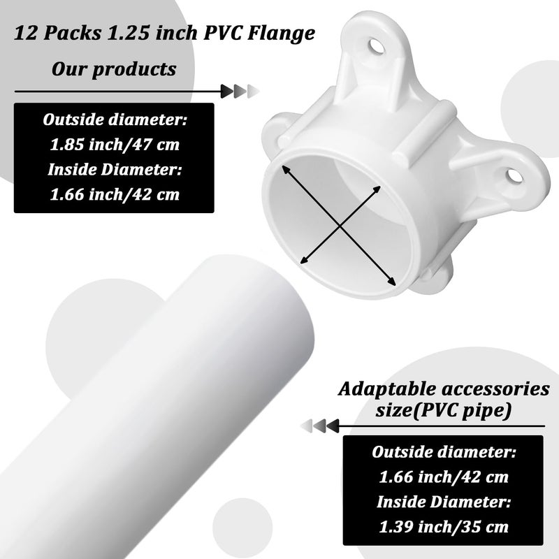 12 عبوة من شفة PVC لأنابيب PVC مقاس 1-1/4 بوصة، وأغطية براغي الطاولة، وتجهيزات PVC لمشاريع حامل قضيب PVC DIY، وصنع أرفف التخزين، وأقدام الدعم - Image 2